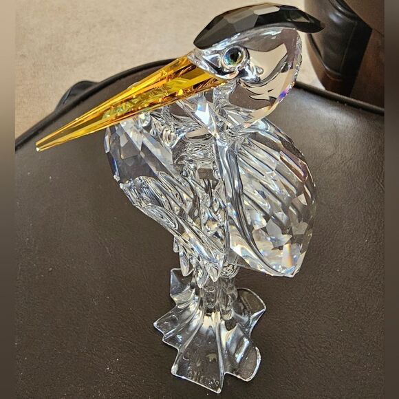 Swarovski Crystal Silver Heron Bird Retired Figurine Multicolor 6in - Picture 1 of 3